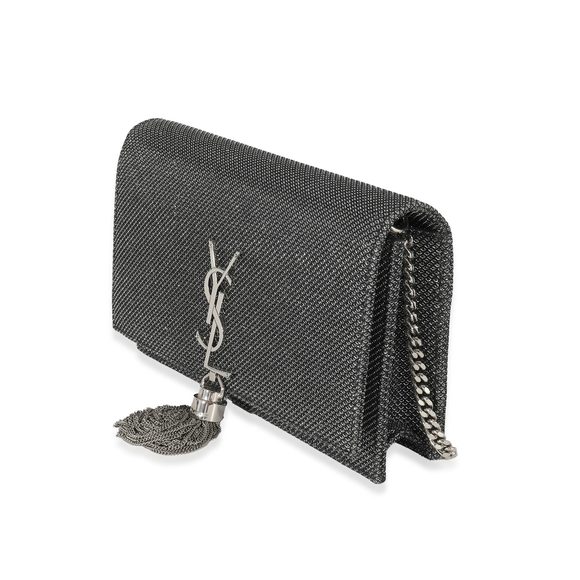Saint Laurent Silver Embossed Kate Tassel Chain Wallet - Picture 2 of 6